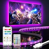 BASON LIGHTING TV LED Backlight，LED Light for TV with Remote Control, 4096 DIY Colors Led Strip Lights for 32-58 Inch TV, Gaming and Home Decor, USB Powered, Easy to Install.