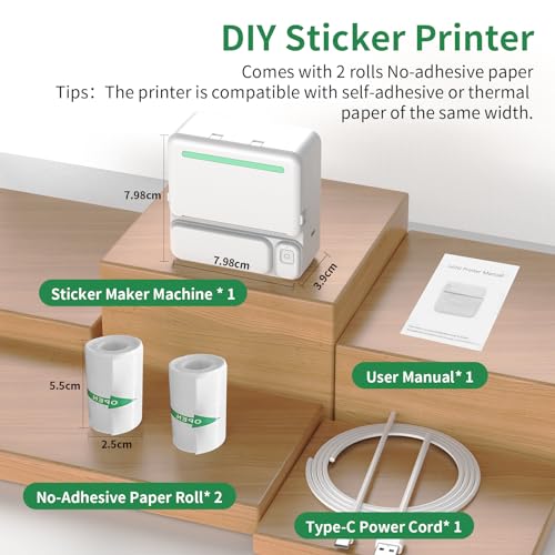 kazazoo Mini impressora térmica Bluetooth impressora de bolso portátil sem tinta para anotações/list