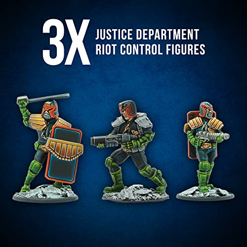 Wargames Delivered Judge Dredd - Justice Department Riot Control - Miniature Wargaming, 3 28Mm Miniature, 3 Game Cards, Digital Bundle - Action Figures By Warlord Games #TOP1