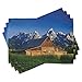 Price comparison product image Lunarable Rustic Place Mats Set of 4, The Moulton Barn and Teton Mountain Range in Grand Teton National Park Wyoming, Washable Fabric Placemats for Dining Room Kitchen Table Decor, Blue Brown Green