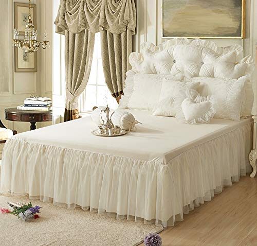 Hcclijo Lace Wedding Bedding Set Korea Princess Girls Queen King Size 4/7Pcs Duvet Cover Set Bed Skirt Pillowcases 4 Full Size 4Pcs #TOP2