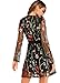 Milumia Women's Floral Embroidery Mesh Round Neck Tunic Party Dress Black Medium