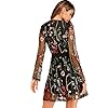 Milumia-Womens-Floral-Embroidery-Mesh-Round-Neck-Tunic-Party-Dress Milumia Women's Tunic, Black, Large