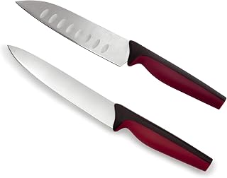 Jata HACC4500 Kitchen Knives, 2-Piece Santoku Kitchen Knife Set, Stainless Knives, Ergonomic Handle, Easy Cleaning, Blade 170 mm, Two-Tone