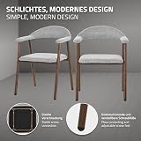 ML-Design Krzesla do Jadalni 2 Szt z Podlokietnikami Szary, Tapicerowane Krzesla Kuchenne z Oparciem, Ergonomiczne Fotele do Salonu z Tkanina Pleciona i Metalowymi Nogami w Drewnianym Stylu