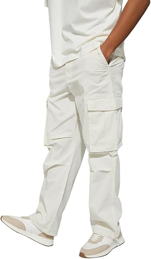 Max Men Mid Rise URB_N Textured Cargo Parachute Trousers