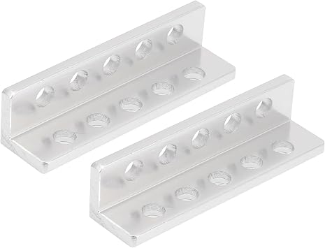 LShaped Beam Aluminum Bracket for Tetrixrobotics Robot, Silver, Pair of 5 Hole Plates, 0.47in, Robot Lovers