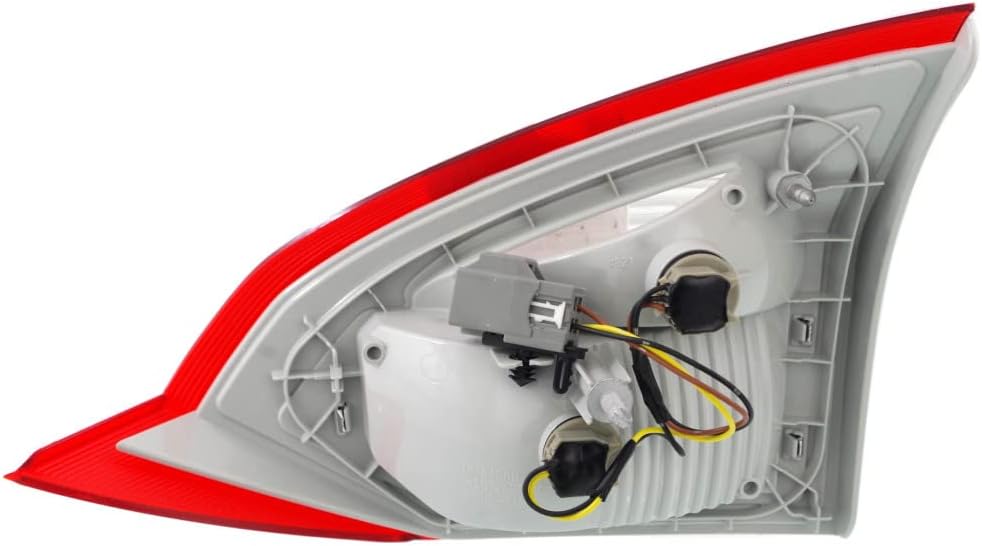 For Ford Fiesta 2014 15 16 17 18 2019 Tail Light Driver Side | Inner | Clear & Red Lens | Sedan | CAPA Certified | Replacement For FO2802109 | D2BZ13405D, D2BZ13405C