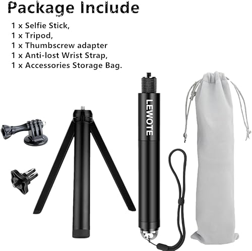 Miniatura 5 de Palo selfie extensible compatible con Insta360 One X2 X3 XRRSGO 2 GO 3, accesorios monopié de la serie DJI Action con trípode desmontable (27