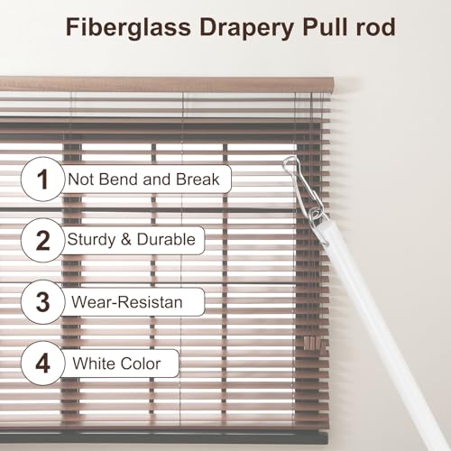 uxcell 2Pcs 12\"White Curtain Pull Rod, Fiberglass Blind Wand Replacement Part with Hook, Window Blind Tilt Wand for Window Opener Accessory