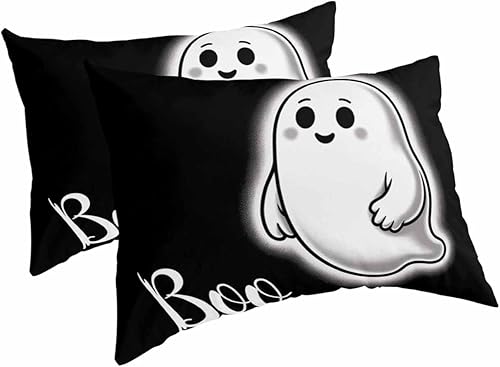Fundas de almohada de Halloween tamaño King, 2 paquetes de fundas de almohada suaves decorativas para sofá de cuerpo largo lumbar con cierre de
