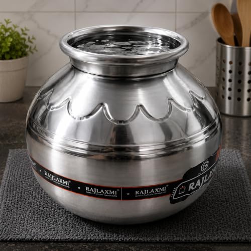 Image of Water Storage Pot /Matka Continer Stainless Steel Water Storage Pot /Matka | Traditional Water Storage Vessel for Home (5 L)