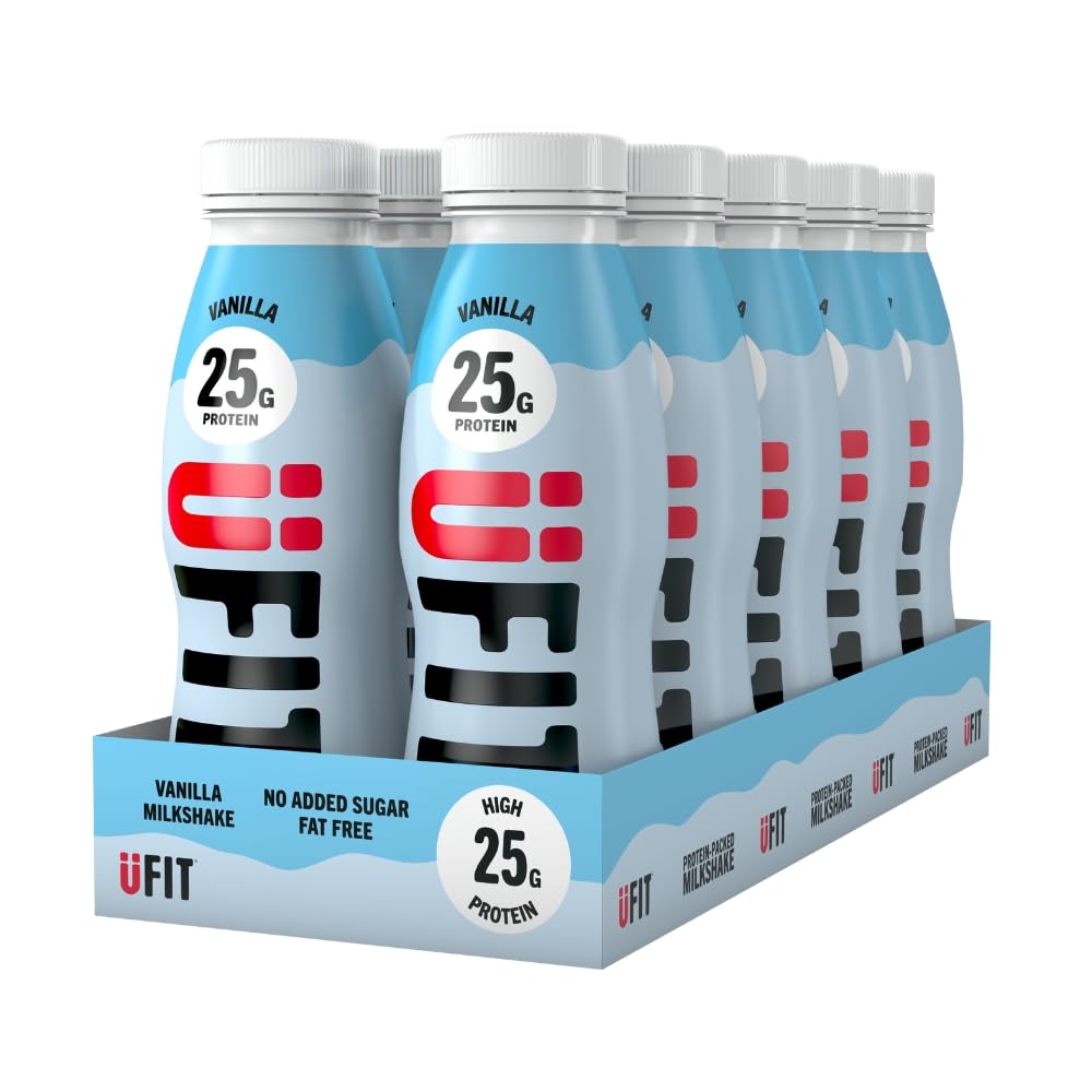 UFIT High 25g Protein Shake - Vanilla Flavour- Fat Free - No Added Sugar – Ready to Drink - 10 x 330ml (Packaging May Vary)