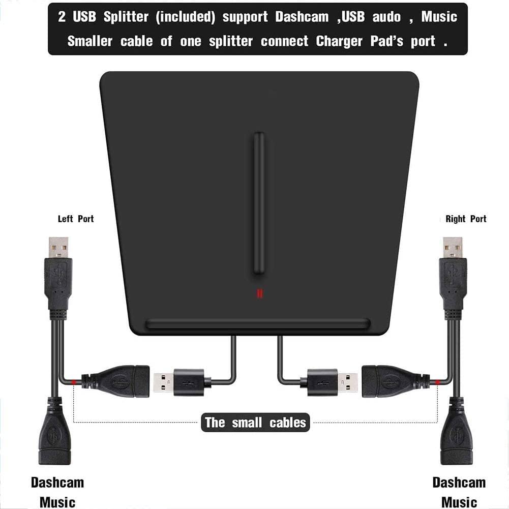 Cargador de Coche Inalámbrico para Tesla Model 3, Almohadilla de Carga de Carga RáPida de TeléFono Inteligente Consola Central Accesorios Panel con Puerto USB