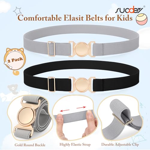 SUOSDEY 2 Pcs Kids Belt for Boys Girls Toddler Adjustable Elastic waist Belt for Back to School3