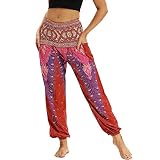 Estilo forzadoso: Floral Vintage/Pavo Real / Elefante impreso, patrones de impresión clara y colores brillantes. Diseño de dos bolsillos laterales. Pantalones de salón de luz para unas vacaciones en el clima caliente.