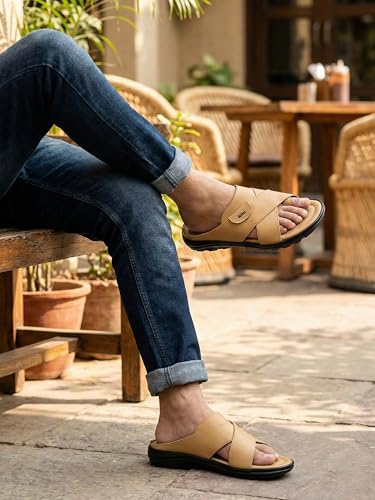 Image of AJANTA Men's Sandals for Men | Casual Walking Office Outdoor Sandals | Lightweight Comfortable Slip-On Footwear for Men | Anti-Skid Travel Daily Wear Open Toe Summer Sandals for Men