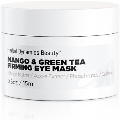 HD Beauty Mango & Green Tea Firming Eye Mask with Mango Butter, Apple Extract and Caffeine For Dark Circles, Fine Lines, Puffiness and Under Eye Treatment 0.5 oz.
