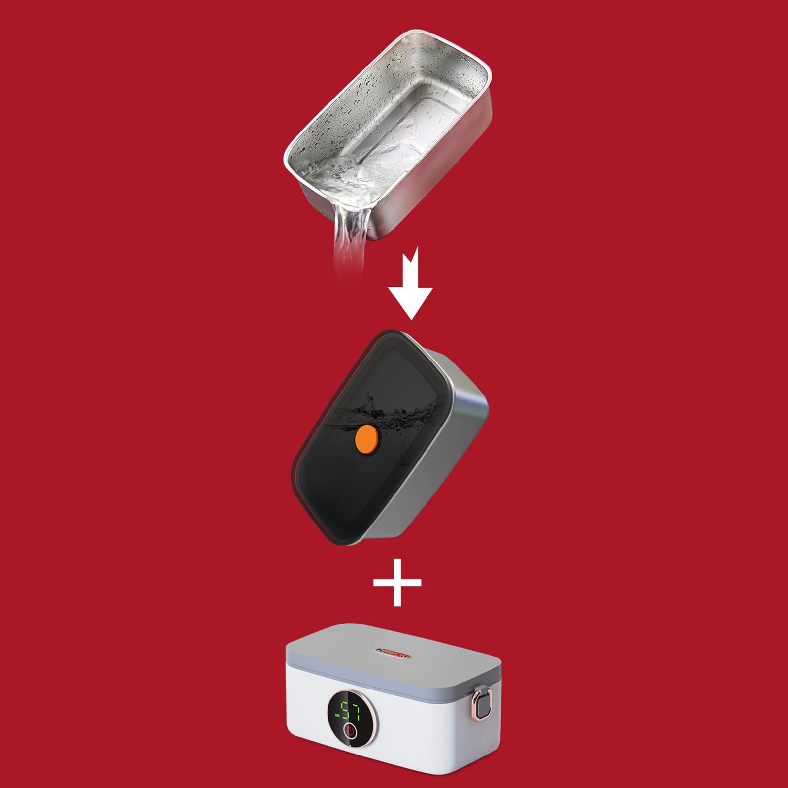 Fiambrera portátil con calefacción eléctrica, recargable por USB, sin agua, 16000 mAh, calentador de alimentos, recargable por USB, calentador de alimentos eléctrico, a prueba de fugas