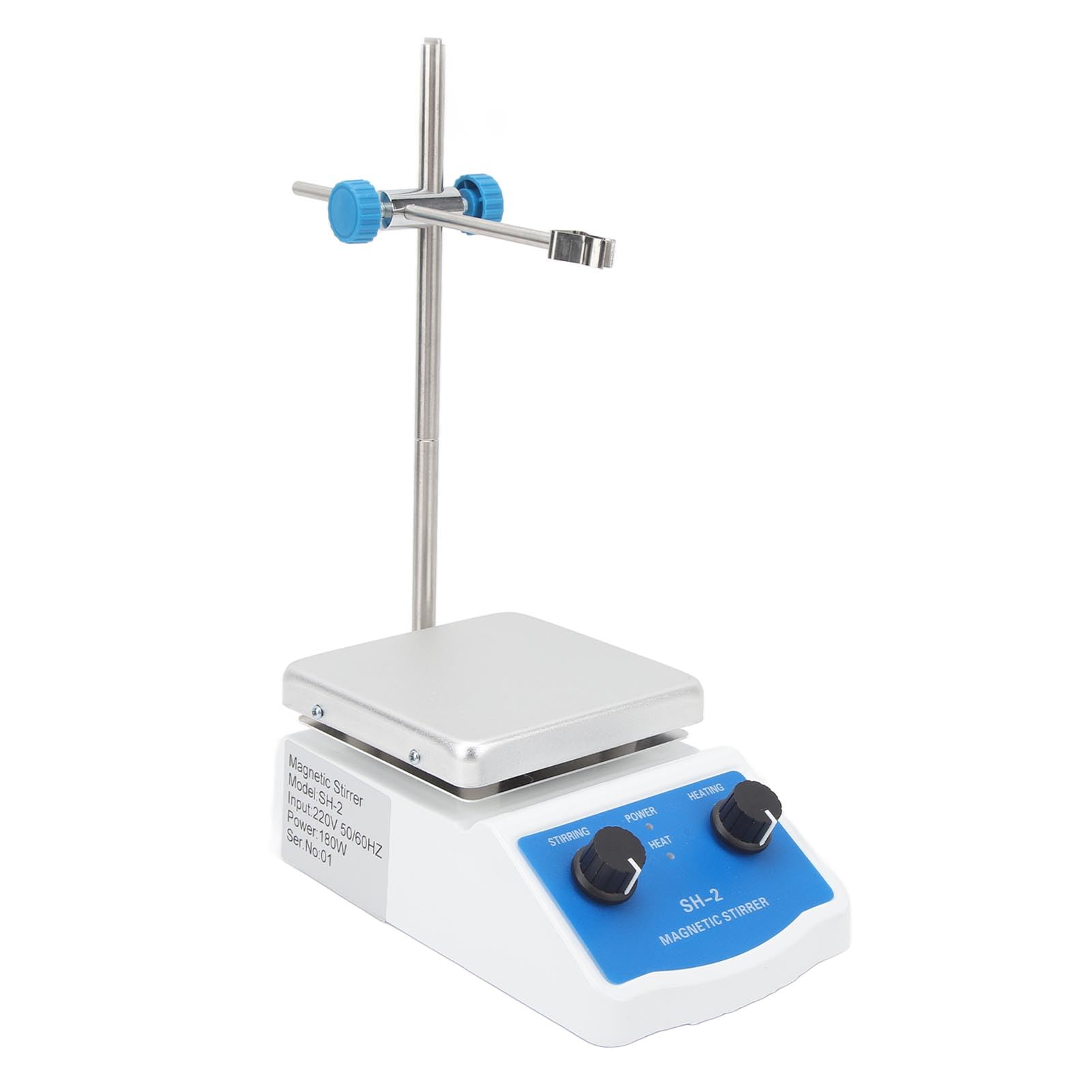 Magnetrührer Heizplattenmischer 2000 Ml Rührkapazität Laborrührer Heizplatte 180 W Maximal 662 ℉ 350 ℃ 100-1600 U/min Stufenlos Einstellbar für Labor (EU-Stecker 220 V)