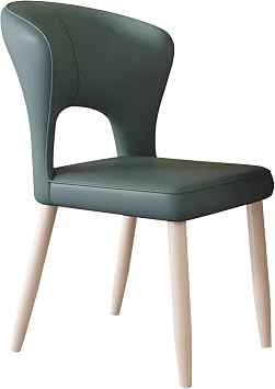 Dining Chairs Curved Backrest Dining Room Chair, Faux Leather Armless Kitchen Chairs with White Metal Legs