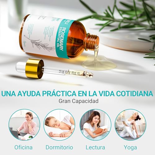 ENYORLI Aceite Esencial de Romero 100 ml Aceite Esencial de Romero con Gotero Refrescante Para Oficinistas y Estudiantes Apto Para Limpieza del Hogar Cuidado Capilar y Aromaterapia. - imagen 6