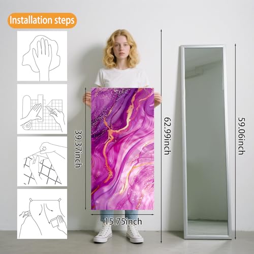 Image of Nuxovilar Pink Purple Marble Wallpaper Peel Stick Vinyl 15.75x39.37
