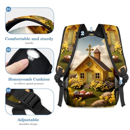 Sac à dos maison de Pâques jaune et trousse pour le collège
