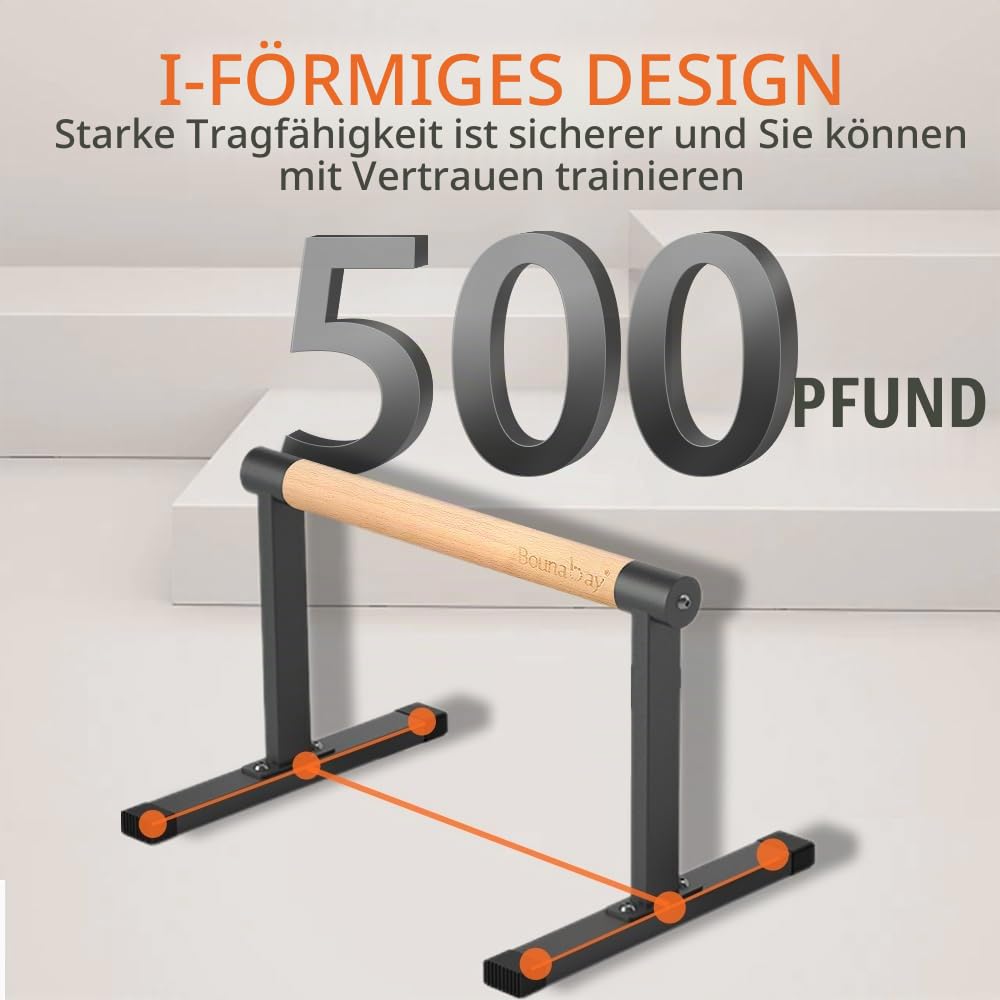 Parallettes calisthenics Holz Rutschfeste Liegestützgriffe, Premium Turnen und Calisthenics Equipment, Bounabay Dip Bar Krafttraining, Handstand Barren, Push up bar