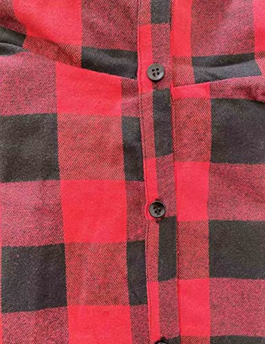 Luckyshe Girls Check Dress Long Sleeve Holiday Buffalo Plaid Shirt Dresses With Tassel Belt,Black And Red,10-12 Years #TOP4