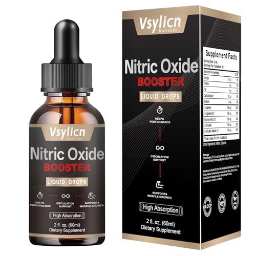 Nitric Oxide Booster Supplement - Pre Workout 60ml Liquid Drop with L-Arginine & L-Citrulline - Nitric Oxide Supplements for Men and Women - Workout, Endurance & Performance - Halal & Vegan