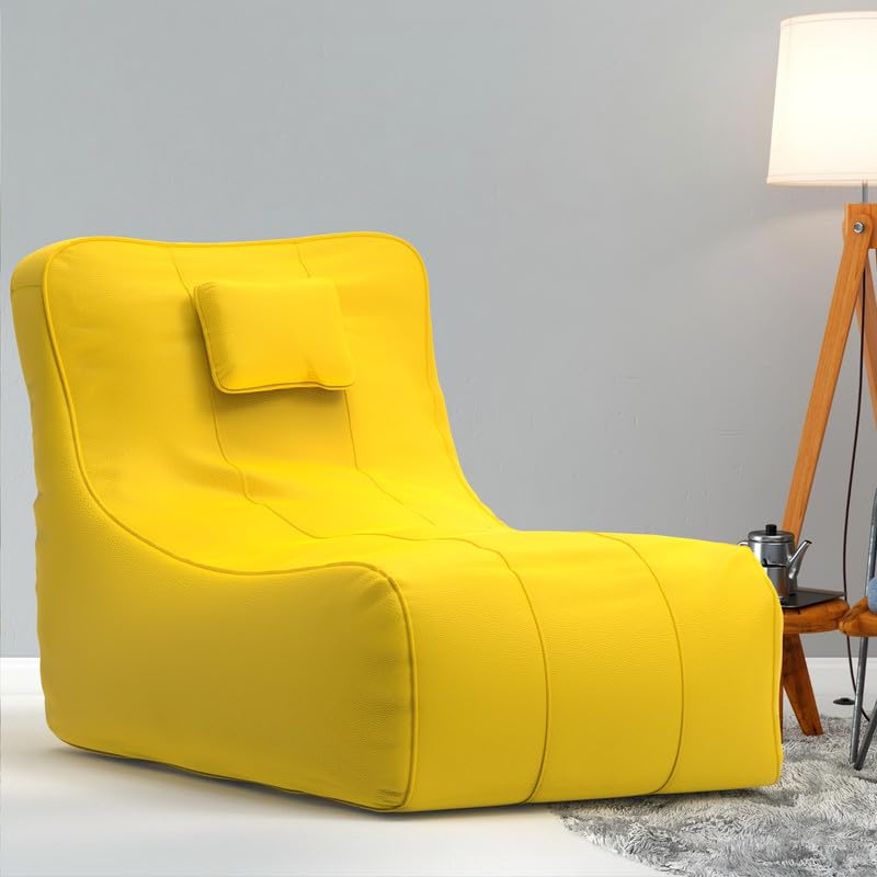 Biggie Bean Bag 6XL Bean Bag Chair Cover-Perfect for Living Room,Bedroom,Study-Sale Design(Regular-Yellow)-Faux Leather-image-32