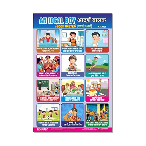 Image of ESCAPER An Ideal Boy Educational Charts (11.5 x 17.5 inches), 300 GSM Paper, Laminated, Self Adhesive Back, Kids Learning Posters, Perfect For Home Schooling, Nursery Students