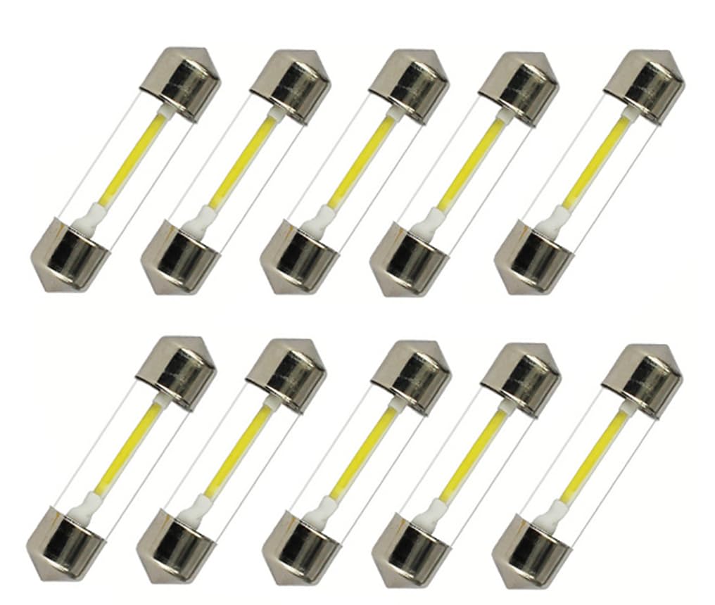 ShuoHui 10 x Warm White Festoon 12 V 41 mm/42 mm License Plate Light Bulb Interior Boot Glove Box 3000 K (41 mm)