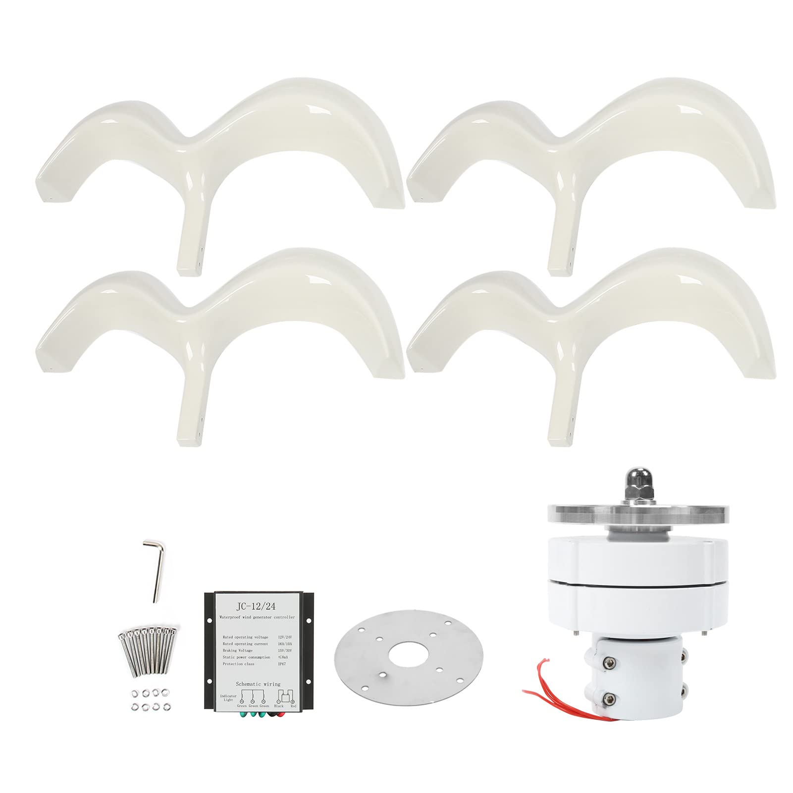 DT-HL Generador de Turbina Eólica con Forma de Calabaza Blanca de 600 W, 4 Palas, Generador de Energía Eólica de Alta Eficiencia para Uso Doméstico y Exterior (12V)