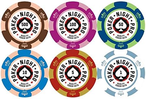 Poker Night Pro 500 Piece Texas Holdem Poker Set Game With Aluminium Case. QUALITY Metal-Core 14g Numbered Poker Chips With Values, 2 Decks Professional PLASTIC Playing Cards, Dealer & Blind Buttons