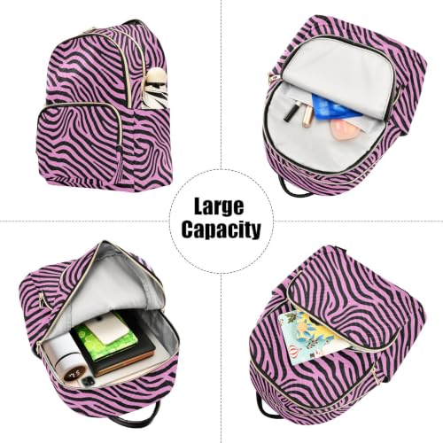 Mochila de gran capacidad para mujer con diseño casual Black Blush Zebras 5