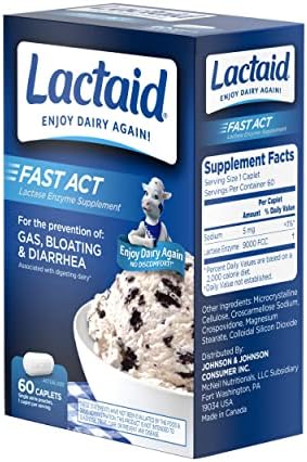 Lactaid Fast Act Lactase Enzyme Supplement, 60 Count