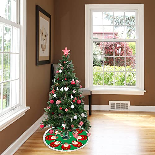 Top Carpenter Funny Santa Claus Christmas Tree Skirt Red Green Circle Xmas Tree Mat 48In Large Chriatmas Tree Mat For New Year Holiday Party Decor With Tassel, Sdsq001 #TOP3