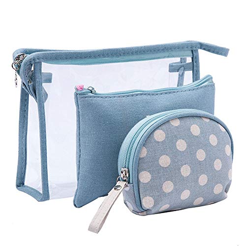 LYX Conjunto de Bolsa de Almacenamiento de Viaje Plegable de Tres Piezas Bolsa de cosméticos de Viaje a Prueba de Agua Bolsa de Lavado Transparente Bolsa de cosméticos for Mujer de Lunares de Viaje