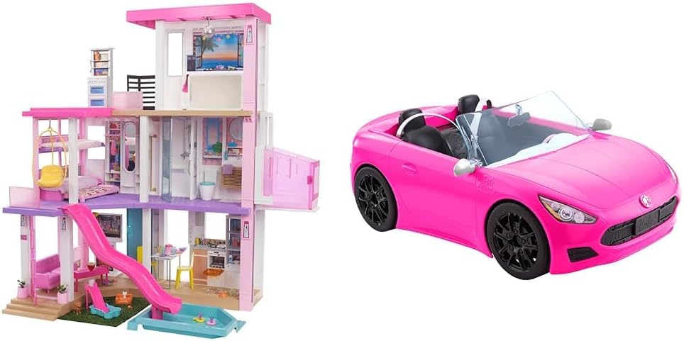 Barbie DreamHouse Dollhouse with 75+ Accessories and Wheelchair Accessible Elevator (Amazon Exclusive) + Barbie Convertible 2-Seater Vehicle