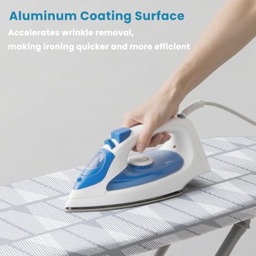 Image of Ironing Board Cover and Pad 15x54, RAINHOL Gray Pattern Standard Size | Full Size Extra Thick Padded Iron Table Cover with Aluminum Coated, Elastic Edge