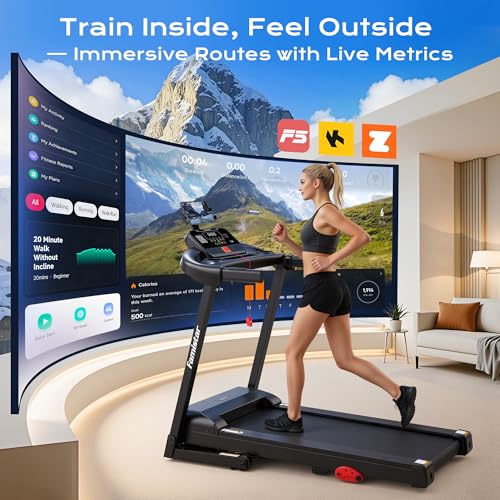 Image of Incline Treadmill for Home 400 lbs Capacity, Folding Treadmill with APP Control, 15% Auto Incline or 6% Manual Incline, 7.5MPH or 10MPH, 16'' or 18'' Wide Belt, Safety Handrail, 64 Programs