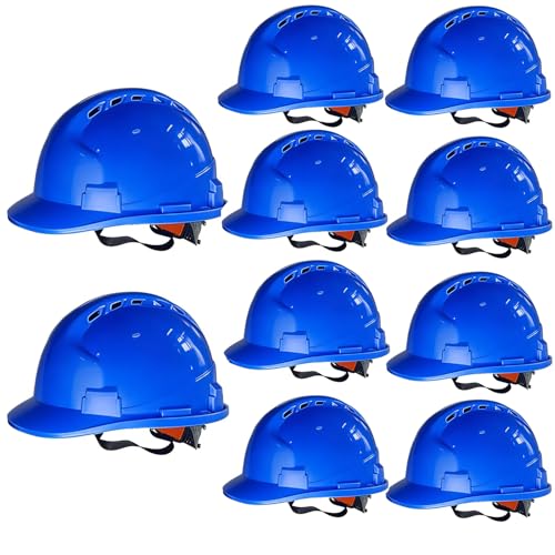 Paquete de 10 cascos de seguridad ajustables con suspensión de 4 puntos y rejillas de ventilación