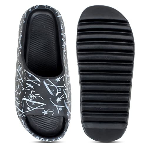 Image of Pampy Angel Zig Zag Abstract Men's Flip Flops Slides Back Open Household Comfortable Slippers