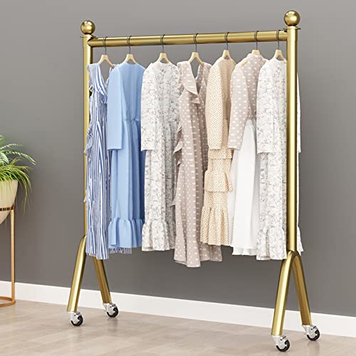 YCVAWEOD Pantalada de ropa de ropa de metal de servicio pesado soporte con ruedas Modern Simple Diseño simple Piso de la varilla de la varilla de pie de pie para exhibición boutique Color dorado LWX