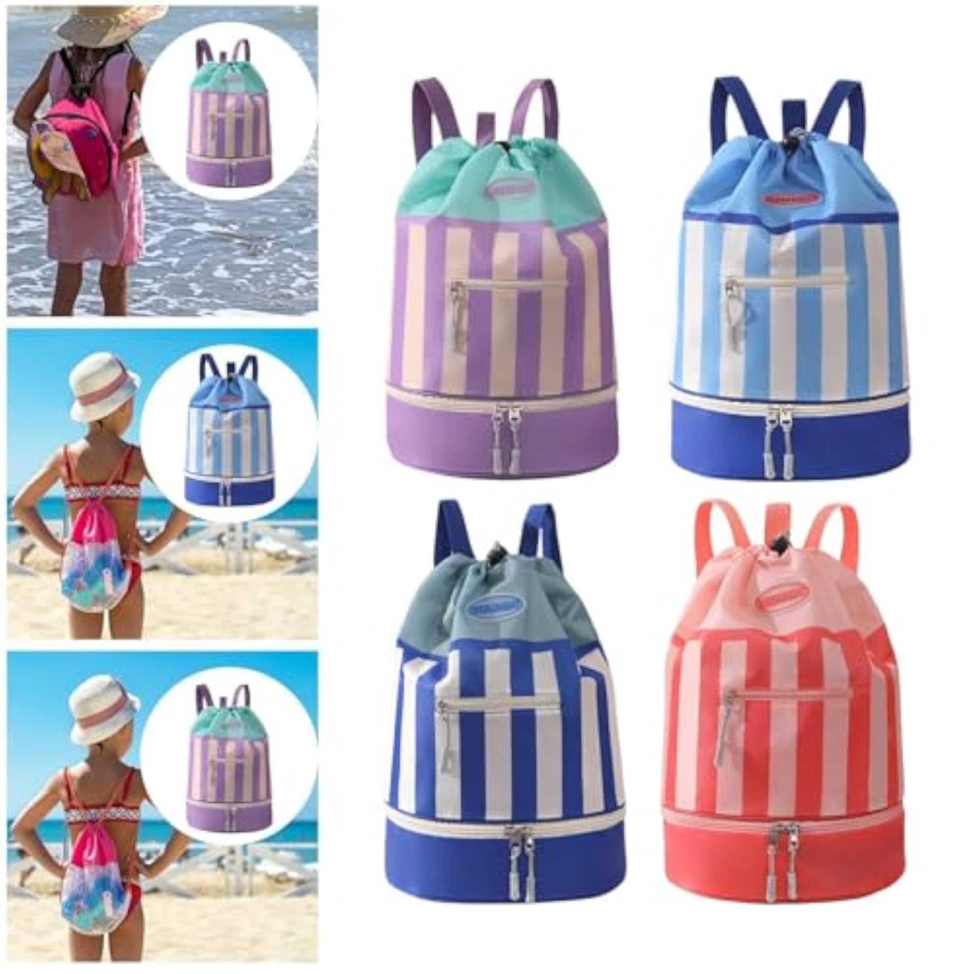 Kids Drawstring Backpack Lightweight Swimming Bag, Purple