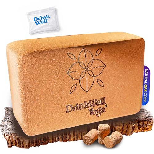 Image of Drinkwell Cork Fitness Large Block - Non-Slip Grip, High‑Density for hot yoga & Sweathy Sessions Exercise Brick 8x15x24 cm | Eco‑Friendly, Odor‑Resistant Natural Cork Brick for Bignners & Pros, Pilates & Home Workout for Men & Women (Medium Tree Yoga Cork Block, 8X15X24 CM)