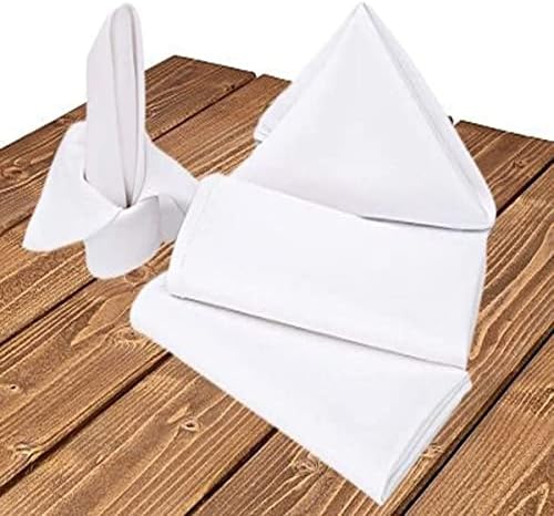 SHOPWESS Kitchen Cloth Napkins (Pack of 12) White Napkin Cotton, Soft & Comfortable Fabric Durable & Reusable Material Luxurious & Premium Standard Ideal for Hotels & Homes (18 x 18 inch)