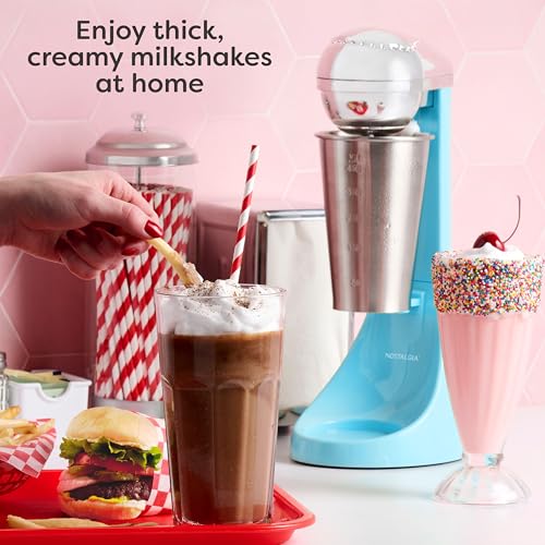 Nostalgia Two-Speed Electric Milkshake Maker and Drink Mixer, Includes 16-Ounce Stainless Steel Mixing Cup & Rod, Blue - image 5